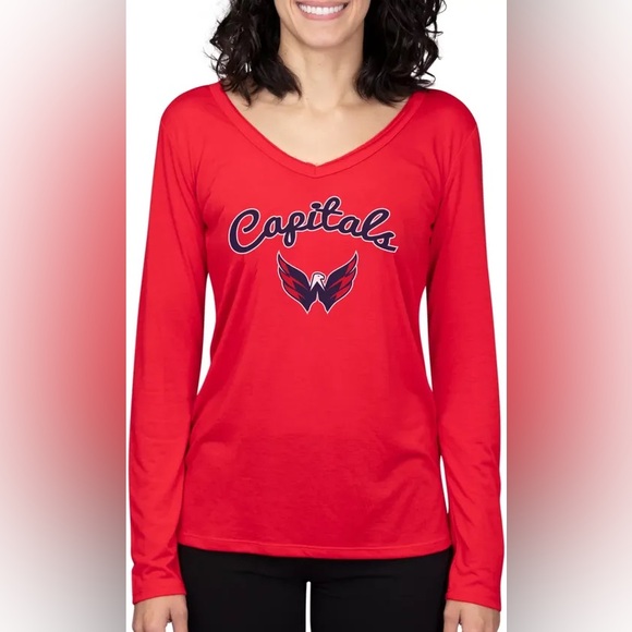 NHL Tops - Concepts Sport Women's Washington Capitals Marathon Knit Long Sleeve T-Shirt S